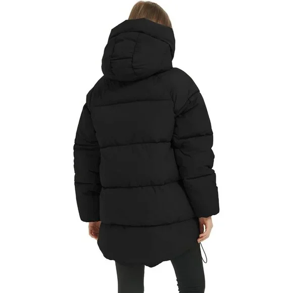 Women Puffer Hooded Jacket Coats Black Winter Warm Outerwear Fashion Style - Picture 5 of 6